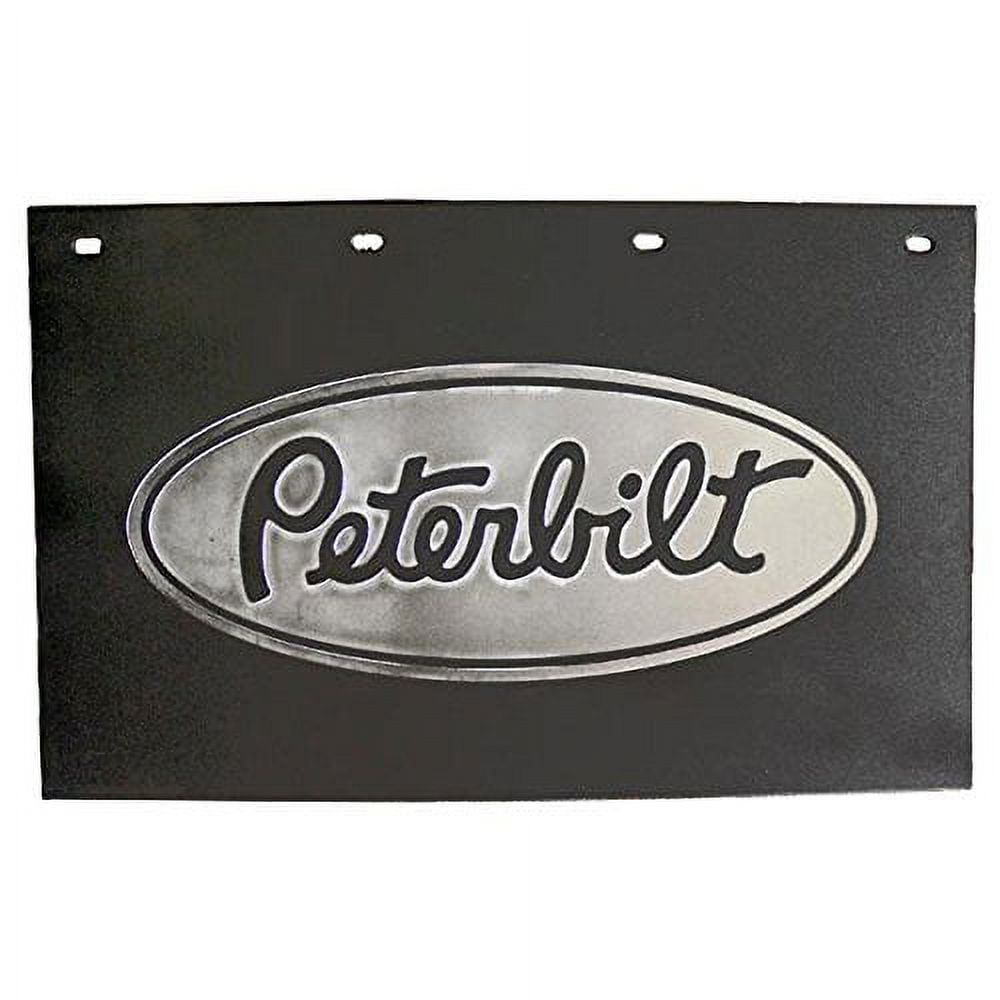 Peterbilt Motors Trucks 24" x 15" Black & Silver Poly Semi Truck Mud Flaps-Pair