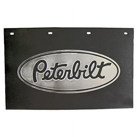 Peterbilt Motors Trucks 24" x 15" Black & Silver Poly Semi Truck Mud Flaps-Pair