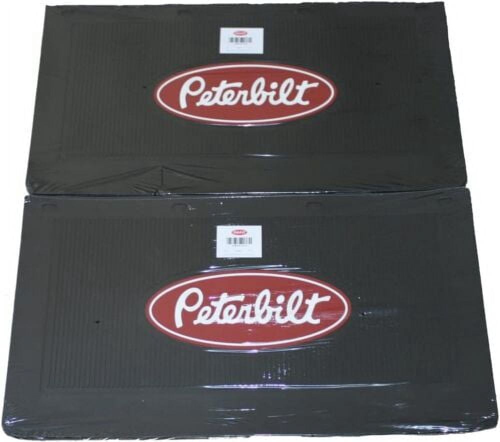 Peterbilt MF0011P-FG (PACK OF 2) OEM 24" x 14" Battery Box Black Rubber Mud Flaps w/ Red Logo - 1 Pair