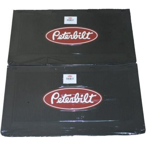Peterbilt MF0011P-FG (PACK OF 2) OEM 24" x 14" Battery Box Black Rubber Mud Flaps w/ Red Logo - 1 Pair