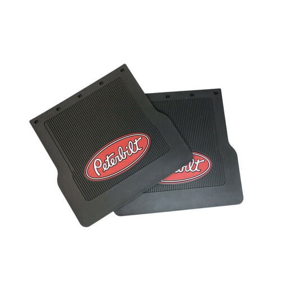 Peterbilt OEM Black Rubber Red Logo Mud Flaps (2) 16"-18" X 17" x 1/4" MF0004P