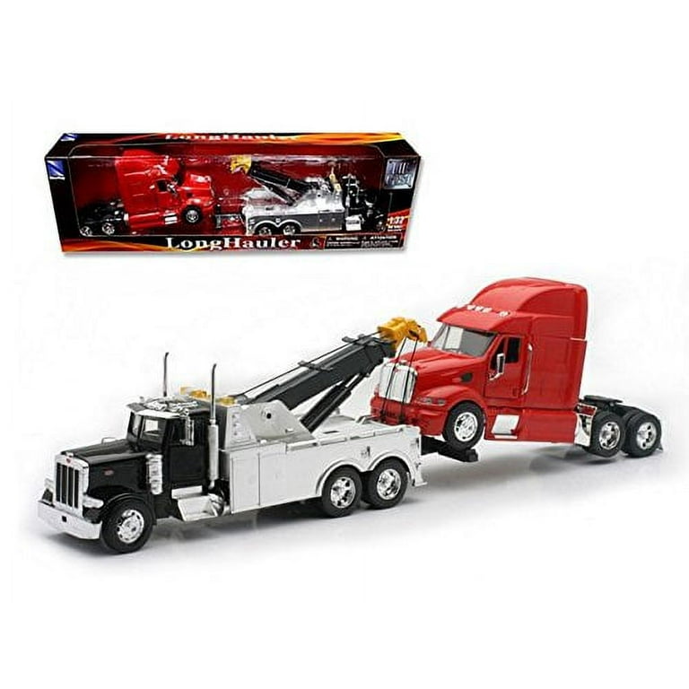 Peterbilt Tow Truck with Red Peterbilt Cab 1 32 by New Ray 12053