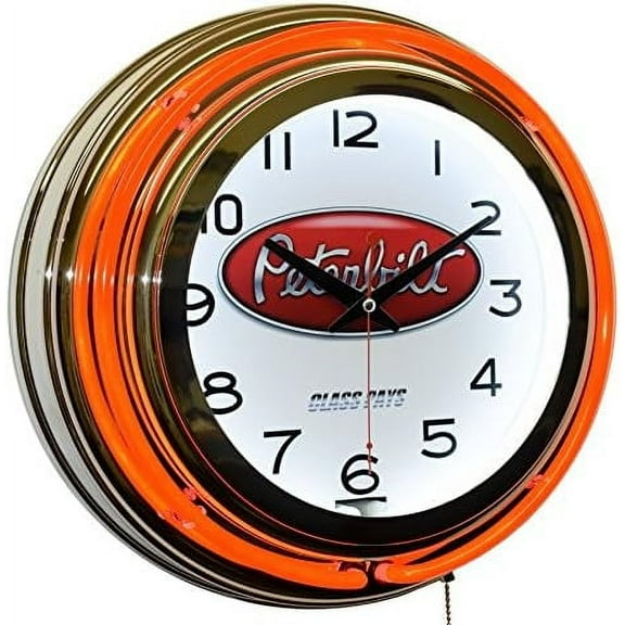 Peterbilt Trucks Class Pay Red Double Neon Advertising Clock Man Cave Garage Decor$$Home Decor, Kitchen, & Other
