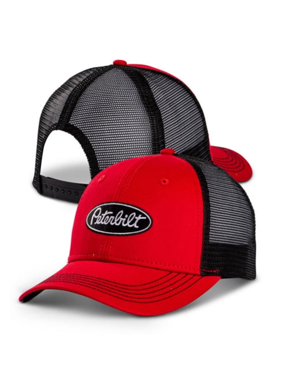 Peterbilt Trucks Motors Black & Red Brimstone Snapback Trucker Mesh Hat/Cap