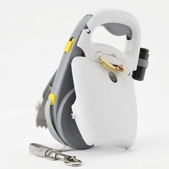 Peterest 4-in-1 Pooper Scooper with 16ft Retractable Leash, LED Light & Bag Dispenser, Small to Medium Dog Camping Essentials, Portable Waste Pickup