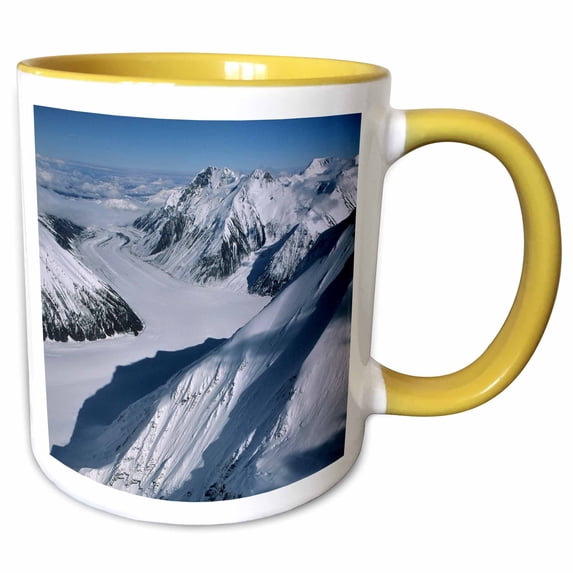 3drose, Peters Glacier, Denali National Park. Alaska, Usa - Us02 Gre0025 - Gerry Reynolds, 11oz Two-tone Yellow Mug