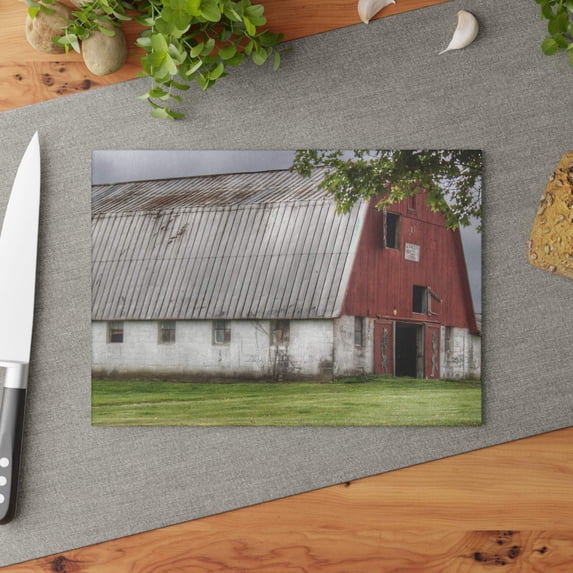 U R There Photography Peters Road Appaloosa III Rustic Farmhouse Tempered-Glass Cutting Board 8"x 11"