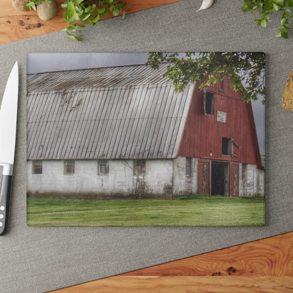 U R There Photography Peters Road Appaloosa III Rustic Farmhouse Tempered-Glass Cutting Board 11"x 15"