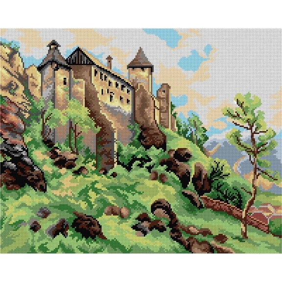 Wizardi Needlepoint Canvas for halfstitch Without Yarn Petersberg Castle 3488M Orchidea