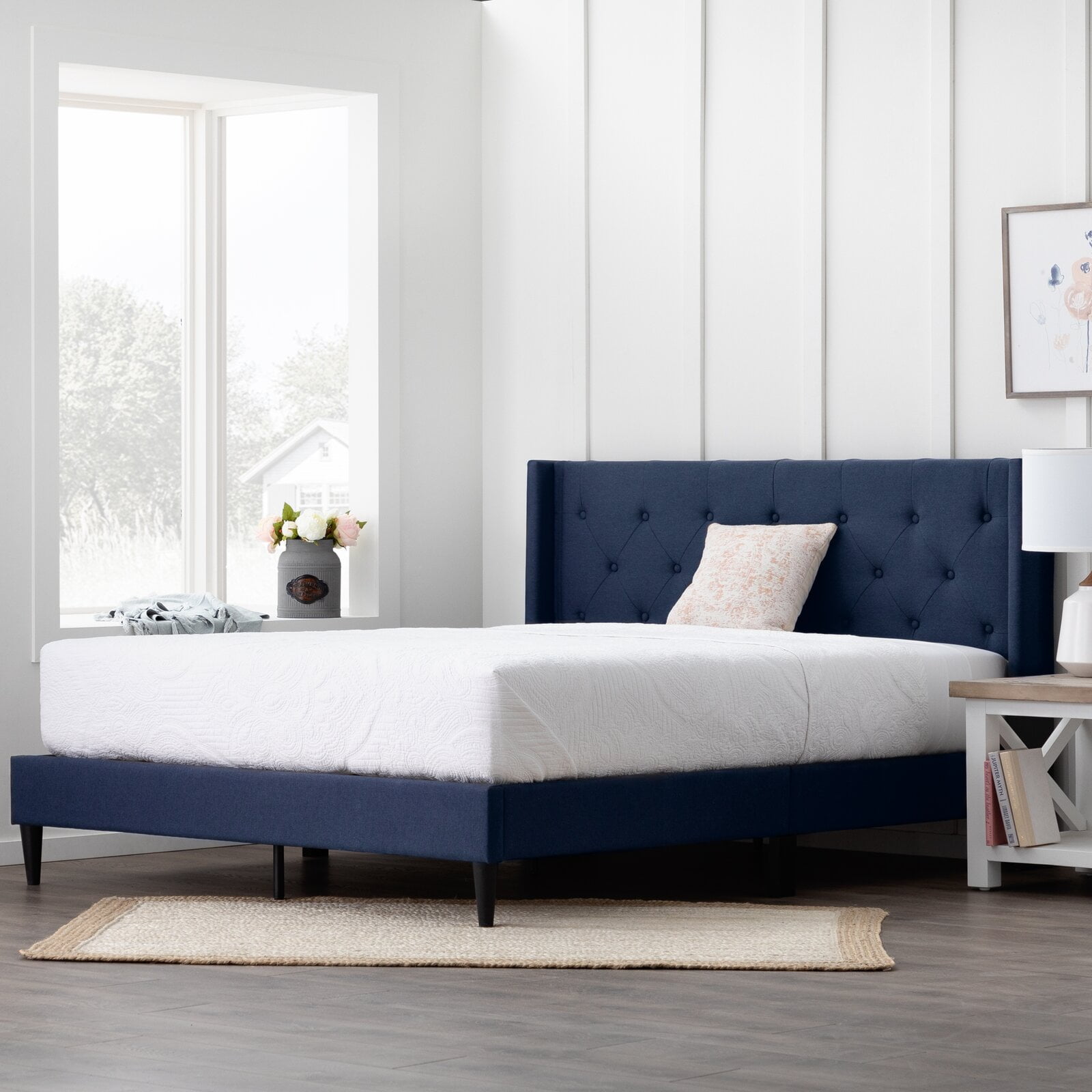 Petersen Tufted Upholstered Low Profile Platform Bed 42.13 H