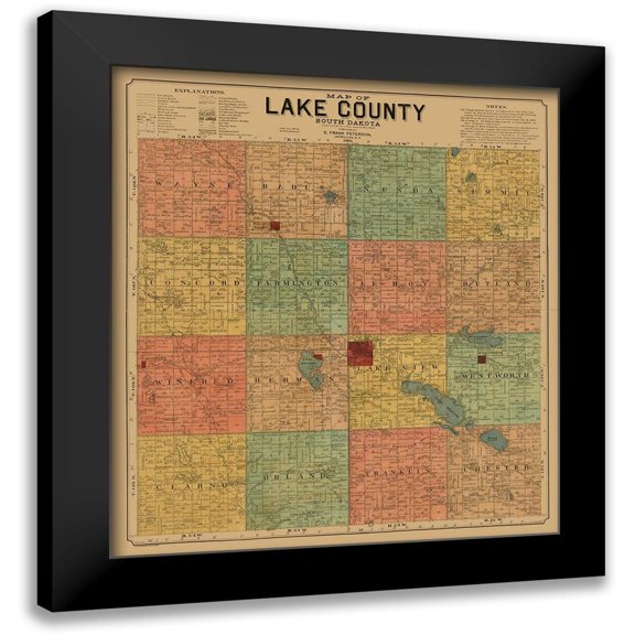 Peterson 12x13 Black Modern Framed Museum Art Print Titled - Lake County South Dakota - Peterson 1899