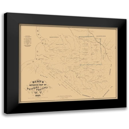 Peterson 14x12 Black Modern Framed Museum Art Print Titled - Wetzel County West Virginia - Peterson 1865