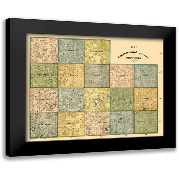 Peterson 18x15 Black Modern Framed Museum Art Print Titled - Cottonwood County Minnesota - Peterson 1898