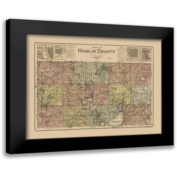 Peterson 24x20 Black Modern Framed Museum Art Print Titled - Hamlin County South Dakota - Peterson 1897