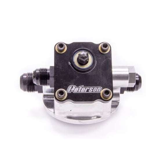 Peterson Fluid  Remote Filter Mount with Primer Pump - Small Filter - 12 AN -Chevy Post - Left to Right