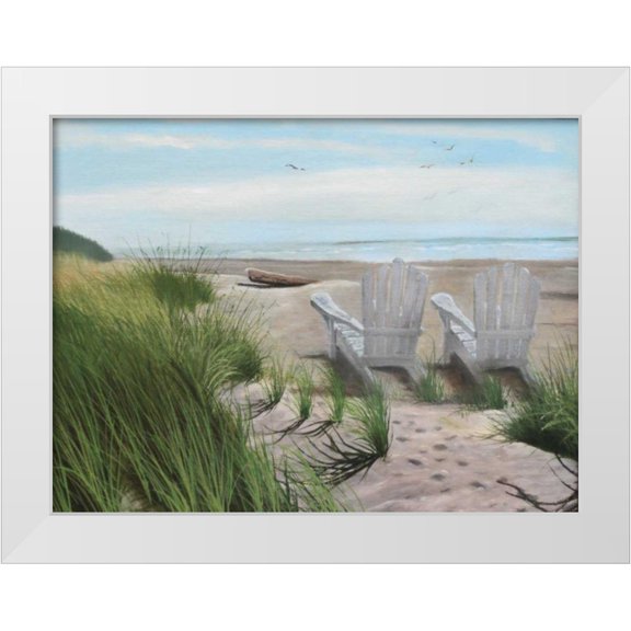 Peterson, Julie 14x12 White Modern Wood Framed Museum Art Print Titled - Perfect Spot on the Beach