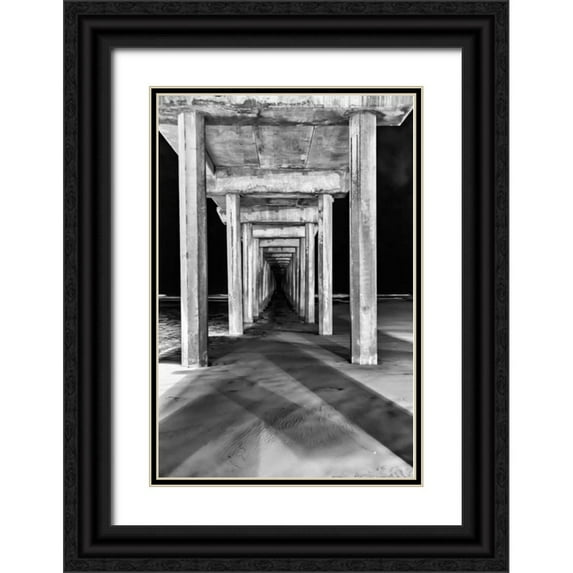 Peterson, Lee 11x14 Black Ornate Wood Framed with Double Matting Museum Art Print Titled - Under Scripps Pier