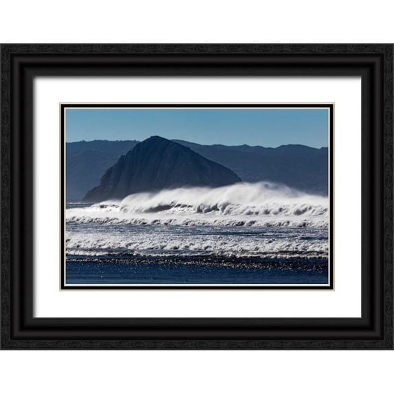 Peterson, Lee 14x11 Black Ornate Wood Framed with Double Matting Museum Art Print Titled - Morro Rock Waves