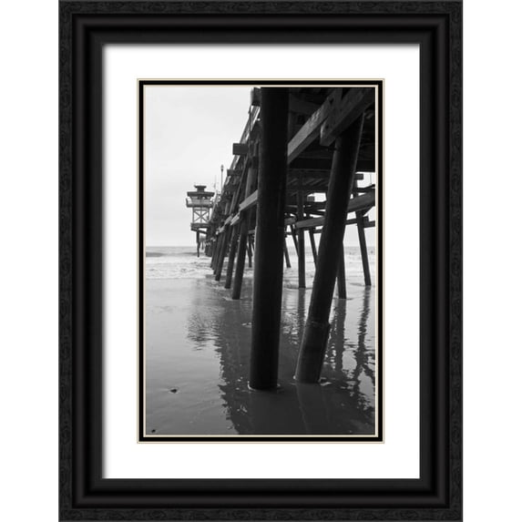 Peterson, Lee 23x32 Black Ornate Wood Framed with Double Matting Museum Art Print Titled - Pier Pilings XVII