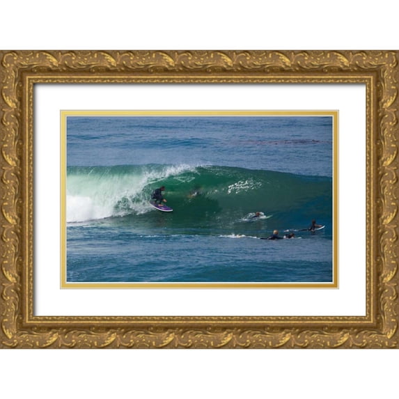 Peterson, Lee 24x16 Gold Ornate Wood Framed with Double Matting Museum Art Print Titled - Surfing VII