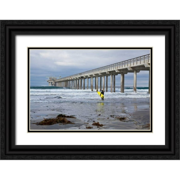 Peterson, Lee 32x23 Black Ornate Wood Framed with Double Matting Museum Art Print Titled - Scripps Pier I