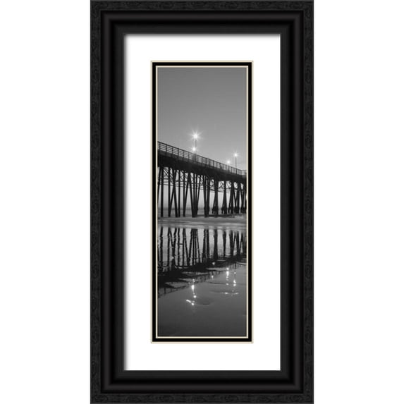 Peterson, Lee 7x14 Black Ornate Wood Framed with Double Matting Museum Art Print Titled - Pier Night Panel II