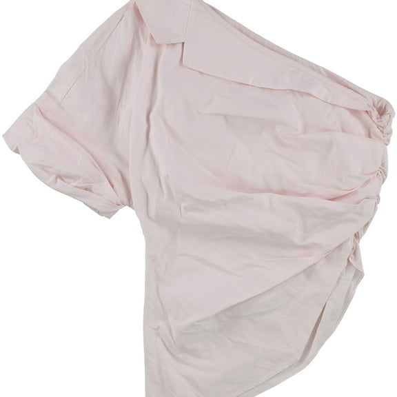 Petersyn Womens Asymmetrical One Shoulder Blouse, Pink, Small