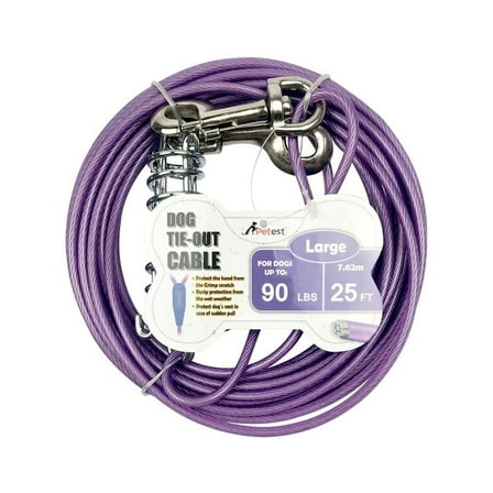 Petest 25ft Tie-out Cable with Crimp Cover & Buffer Spring for Large Dogs Up To 90 Pounds