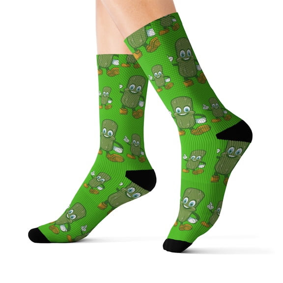 Petey Pickle Pal Socks, Funny Tall Tube Socks, Green, Large
