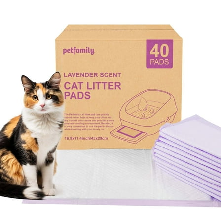 Petfamily Cat Litter Box Pads-Generic Refill for Tidy Cats Breeze Litter System, Lavender Scent, 16.9" x 11.4"-40 Count