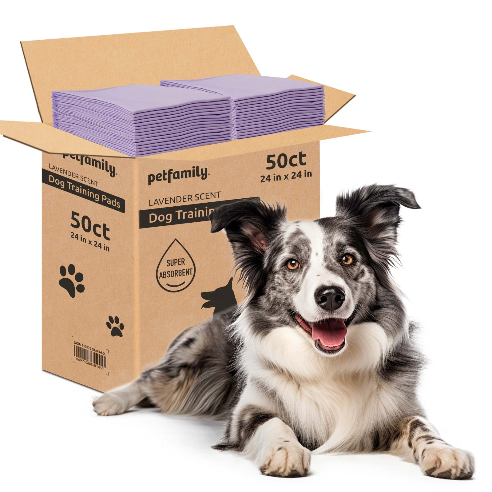 Petfamily Dog Training Pads, Puppy Pads, Super Absorbent, Lavender