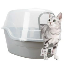 Petfamily Extra Large Cat Litter Box, Color Gray, Jumbo Hooded, 24.8 x 20 x 16.5 in