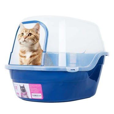Petfamily Extra Large Cat Litter Box, Navy Blue, Jumbo Hooded, 24.8 x 20 x 16.5 in