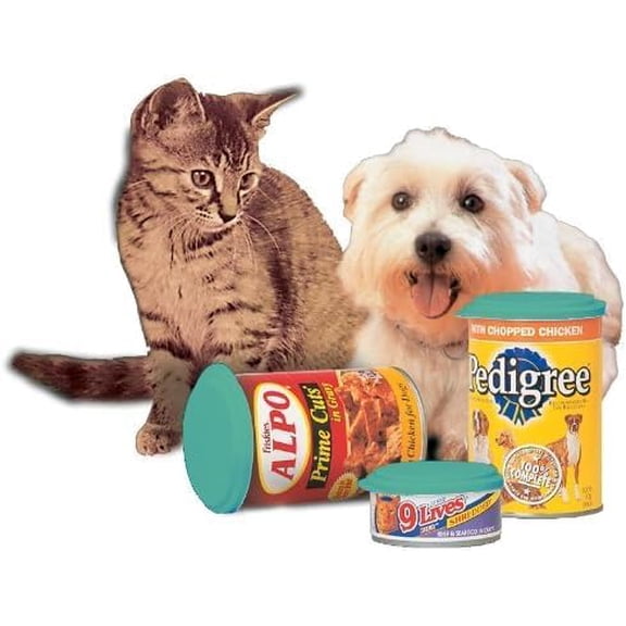 Petfood Saver Can Cap 3pack., Reusable, Plastic, Secure Snap Seal, Food Safe, BPA Free, Made in USA (Teal)