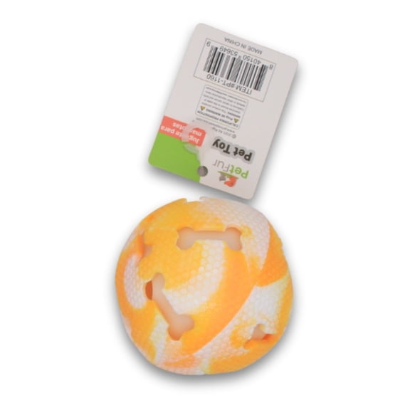 Petfur Pet Toy Yellow Ball Dog Toy with Bones 5"