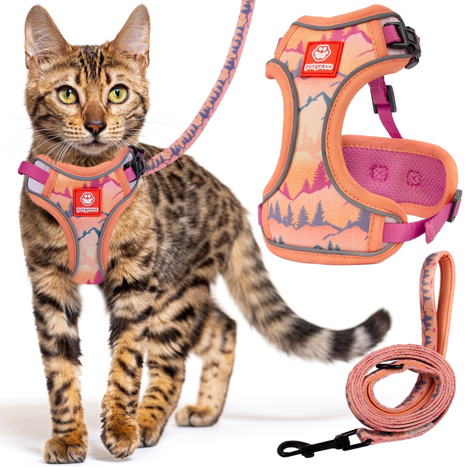 Petgrove Cat Harness and Leash Set for Walking, Sierra Mountains, Small