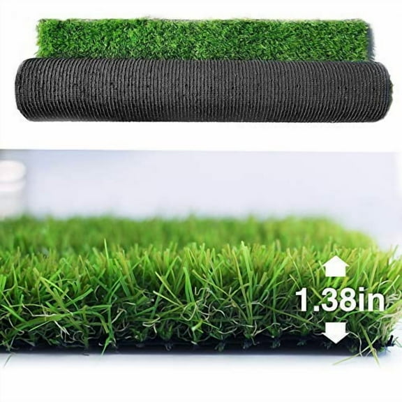 Petgrow 1.38" Synthetic Artificial Grass Turf Lawn, Outdoor/Indoor Fake Grass Rug Astroturf for Dogs,Faux Grass Rug with Drainage Holes/Custom Size Provided (8FTX8FT)