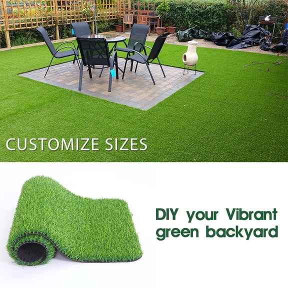 Petgrow Artificial Grass Turf 0.7", 15FTX25FT Fake Grass Indoor/Outdoor Rug Synthetic Lawn Carpet,Faux Grass Landscape for Décor,Astroturf for Dogs with Drain Holes Customized