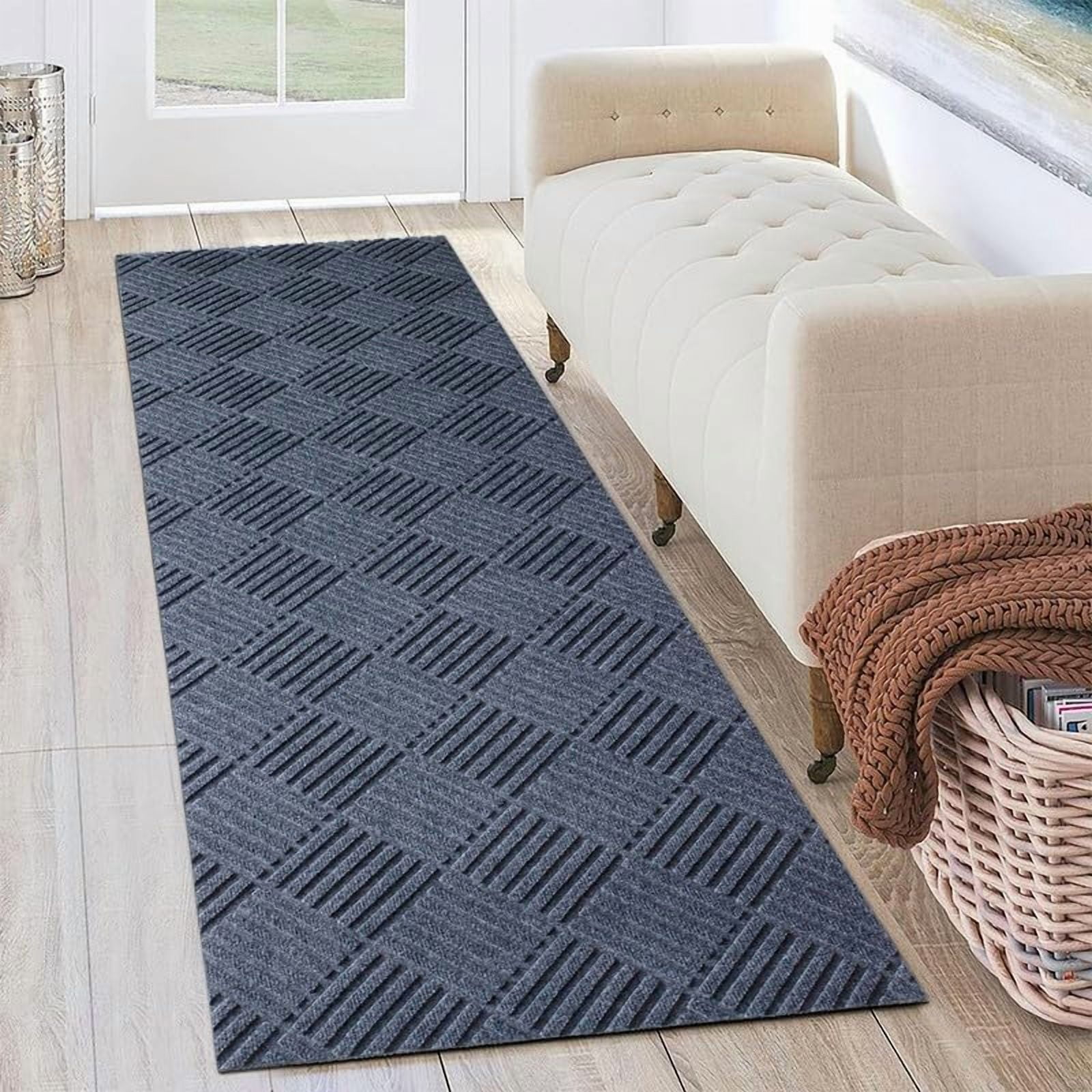 Petgrow Hallway Runner Rug 2FTX8FT,Super Skid Resistant TPR Backing Area Rug Runner, Indoor Outdoor Carpet Door Mat for Floor Entryway Kitchen Laundry Balcony Garage Corridor Stair,Grey