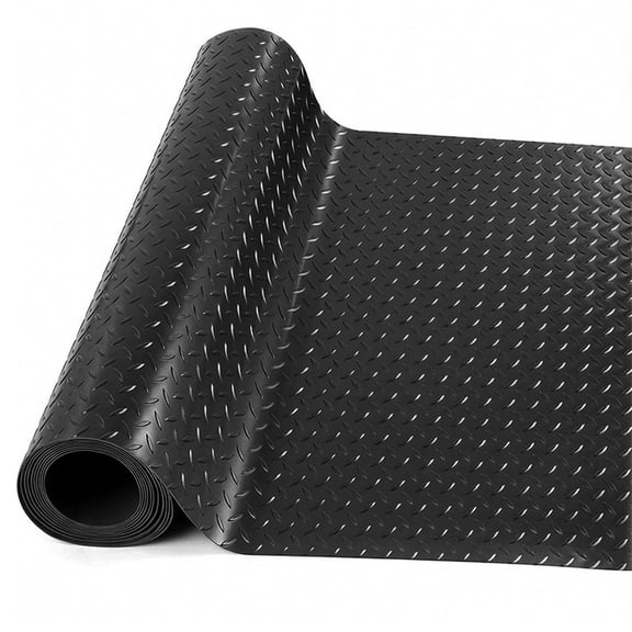Petgrow Premium Garage Floor Mat Thickened PVC Diamond Plate Floor Protector Mat 3'x12'(36 Square FT) Lay Flat Commercial Grade Heavy Duty Parking Mat for Garage Warehouse Factory Black