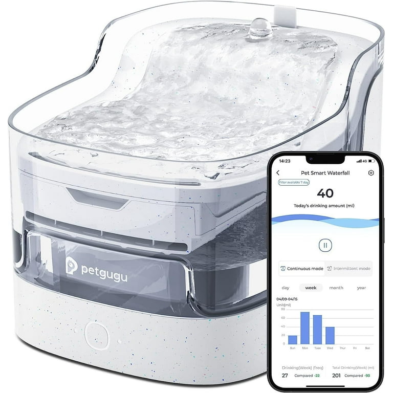 Petgugu Smart Pet Fountain, 2L PF1, App Monitoring, Wireless