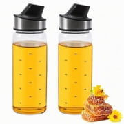 Pethiy 2-Pack High Borosilicate Glass Oil & Syrup Dispensers with Auto-Open Lid, Lead-Free Container with Measurement Markings for Olive Oil, Maple Syrup, Honey & Kitchen Use