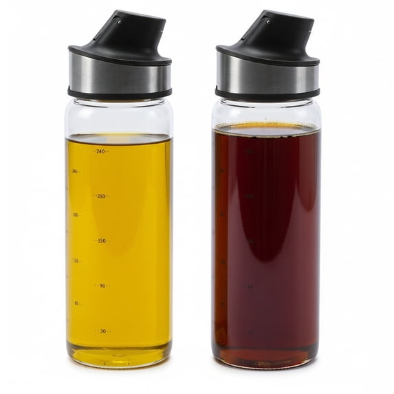 Pethiy 2-Pack High Borosilicate Glass Oil & Syrup Dispensers with Auto ...