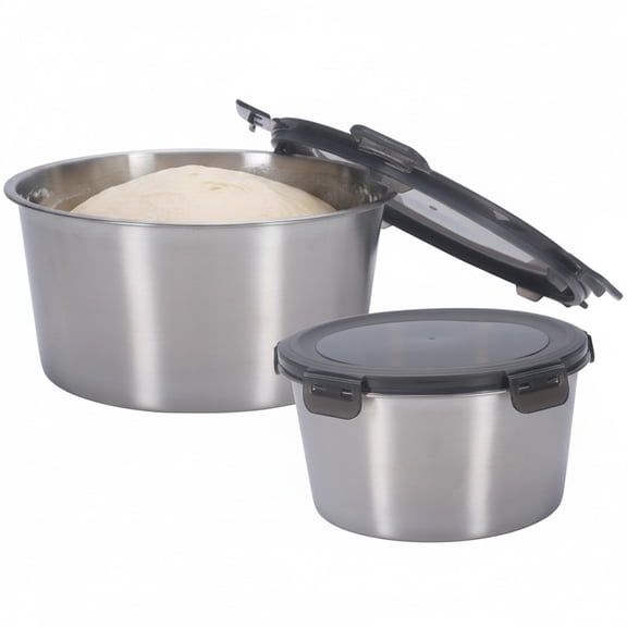 Pethiy 2-Pack Stainless Steel Airtight Food Storage Containers (1100ml + 2200ml), Leak-Proof Meal Prep Containers with Lids for Kitchen, Fridge, Freezer