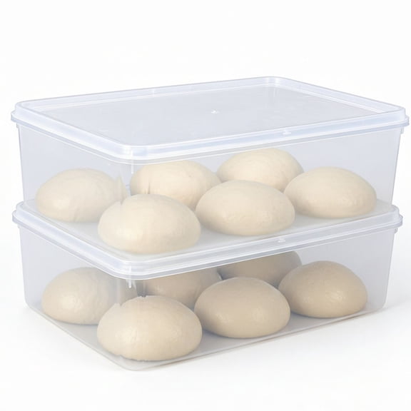Pethiy 2-Piece Dough Proofing Containers with Lids, Airtight Food-Grade Plastic Storage Boxes for Bread Dough, Dumplings & Baked Goods