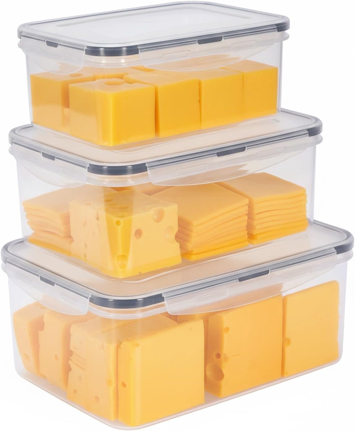 Pethiy 3-Pack Airtight Cheese Container Set for Refrigerator, BPA-Free ...