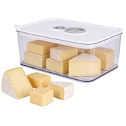 Pethiy Airtight Cheese Storage Container, BPA-Free Clear Plastic Cheese Keeper with Adjustable Vent & Silicone Seal, Kitchen Refrigerator Organizer