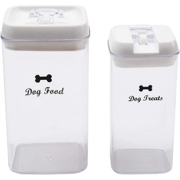 Pethiy Airtight Dog Food Storage Container Set, Dog Treat Container Up to 10 lbs, for Pet Food Storage Bin, Keep Fresh, BPA Free, 2 Pack, Clear/Gray