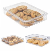 Pethiy Cookie Storage Container, Refrigerator Organizer with Lid, Clear Stackable Bin for Holiday Treats, Christmas Biscuits, Thanksgiving Leftovers and Baking Snacks
