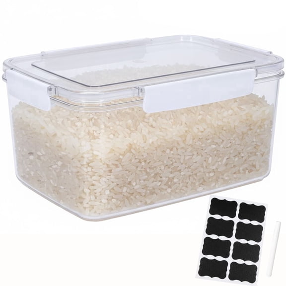 Pethiy 8.8L Airtight Rice Storage Container, BPA Free Large Food Storage Canister for Flour, Sugar, Cereal, Baking Dry Goods & Pet Food with 4 Side Buckle Seal, Labels & Marker